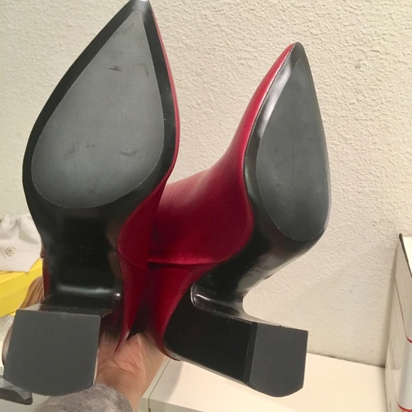 Zara maroon leather high heel boots - size 5 - Picture 8 of 8